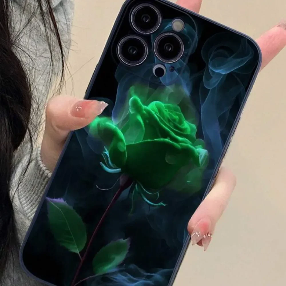 3for$20 NEW Black Design colorful Painted Rose Flowed Case IPHONE 15 promax